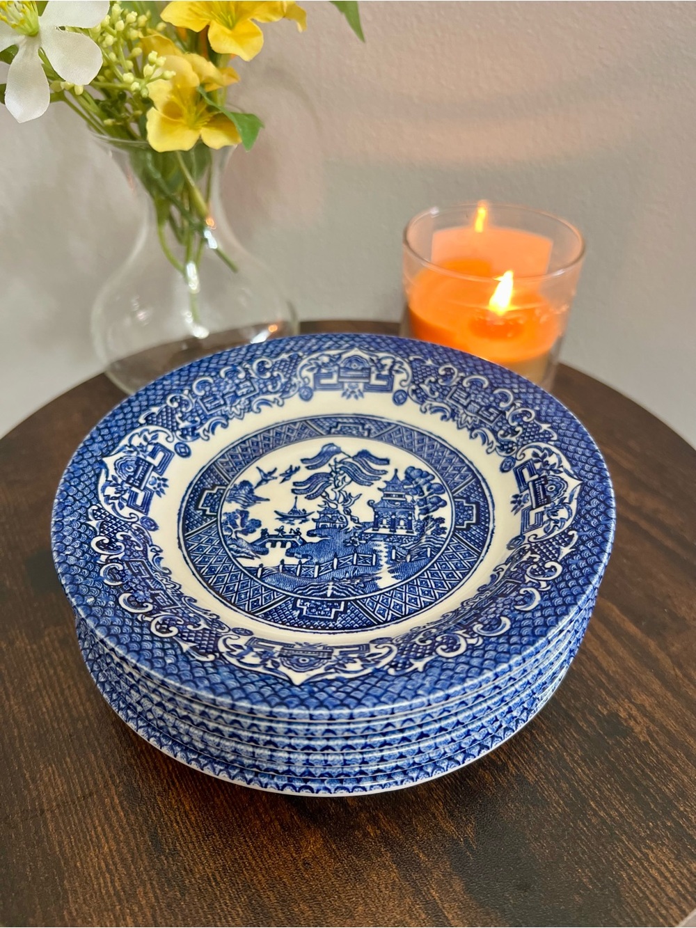 Blue Willow Porcelain Side Plates - Classic Blue and White Dinnerware